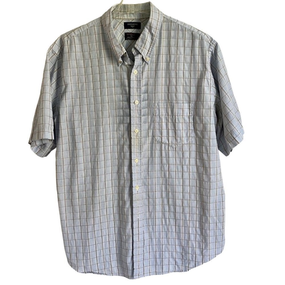 Dockers Short Sleeve Light Blue Short Sleeve Shirt XL